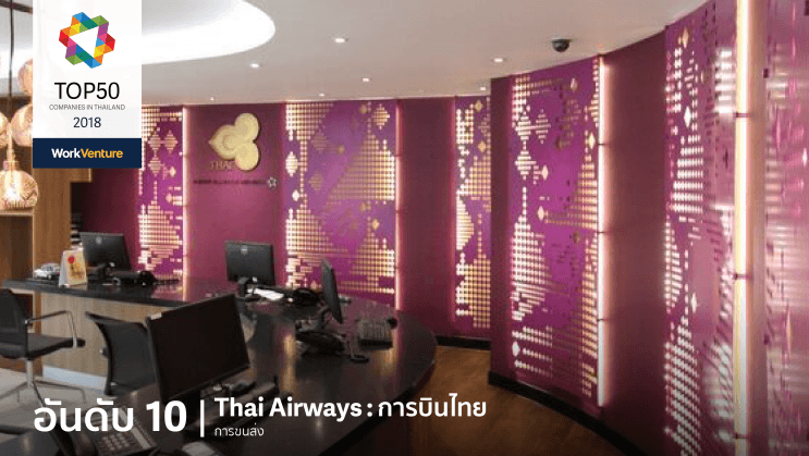 Top 50 Companies of 2018! WorkVenture เผย 50 บริษัทที่คนรุ่นใหม่สนใจที่สุดประจำปี 2018 - อันดับ 10 | Thai Airways : การบินไทย